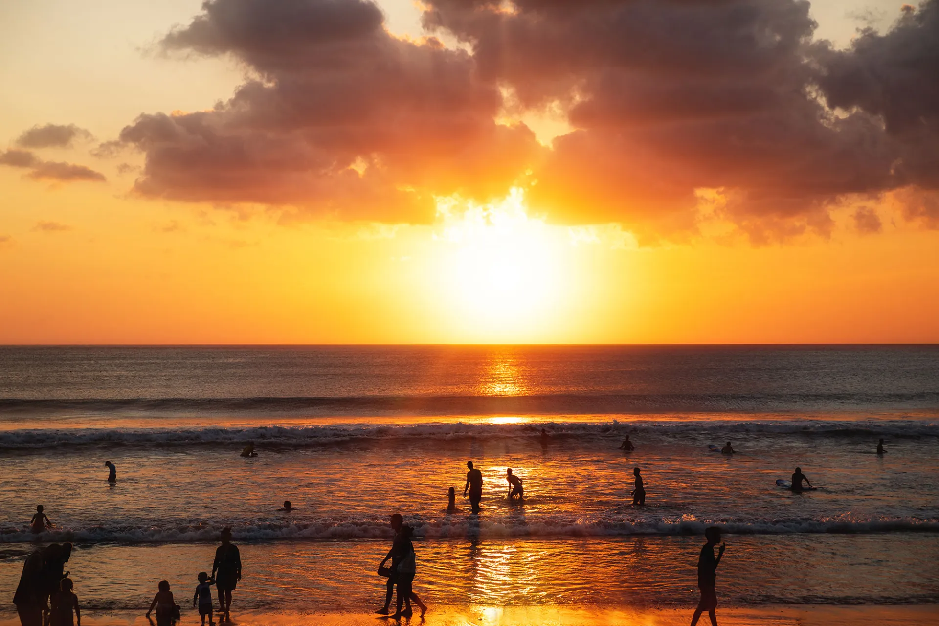Sunset over Bali's coastline