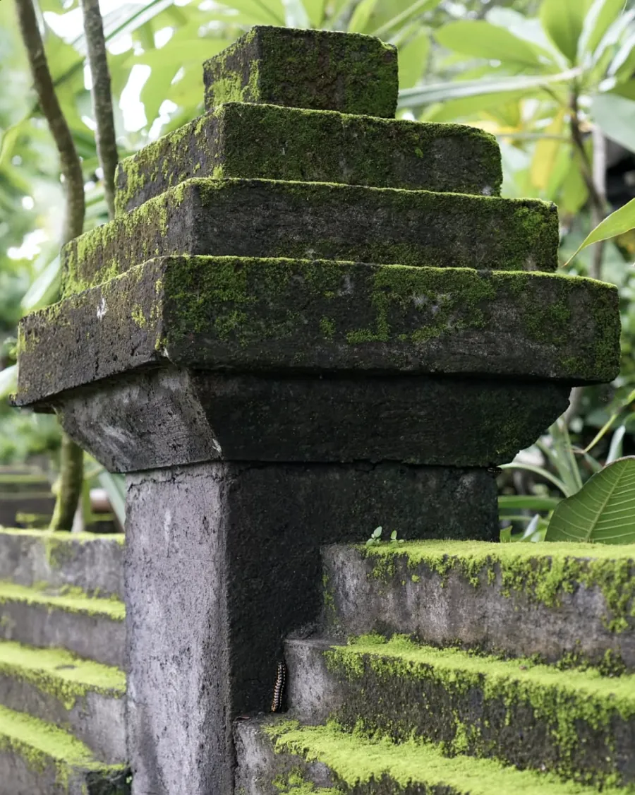 Moss-covered Balinese stone structure