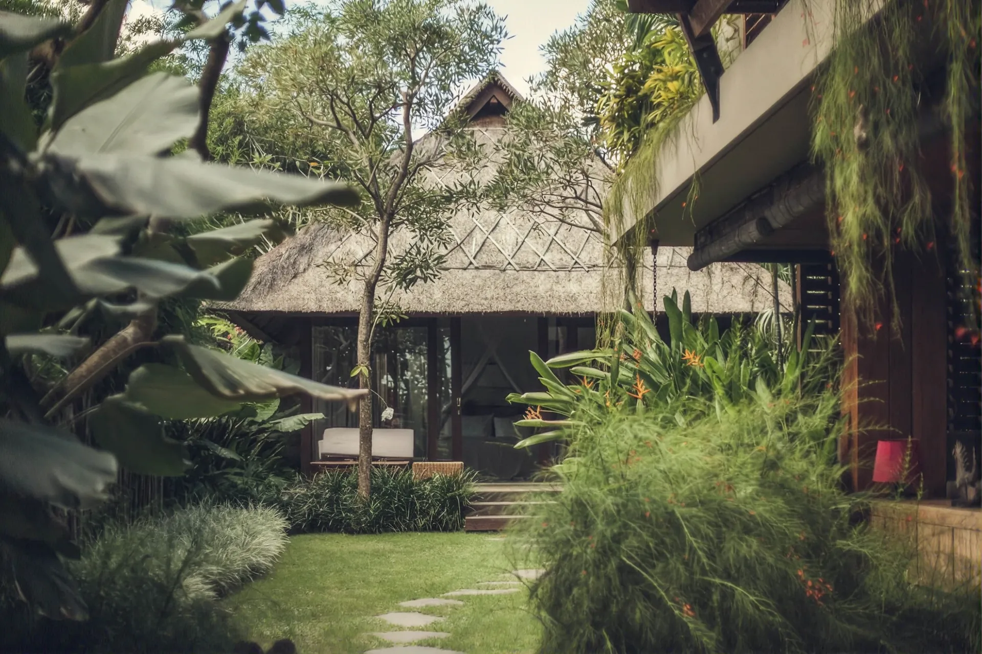 Garden and villa facade