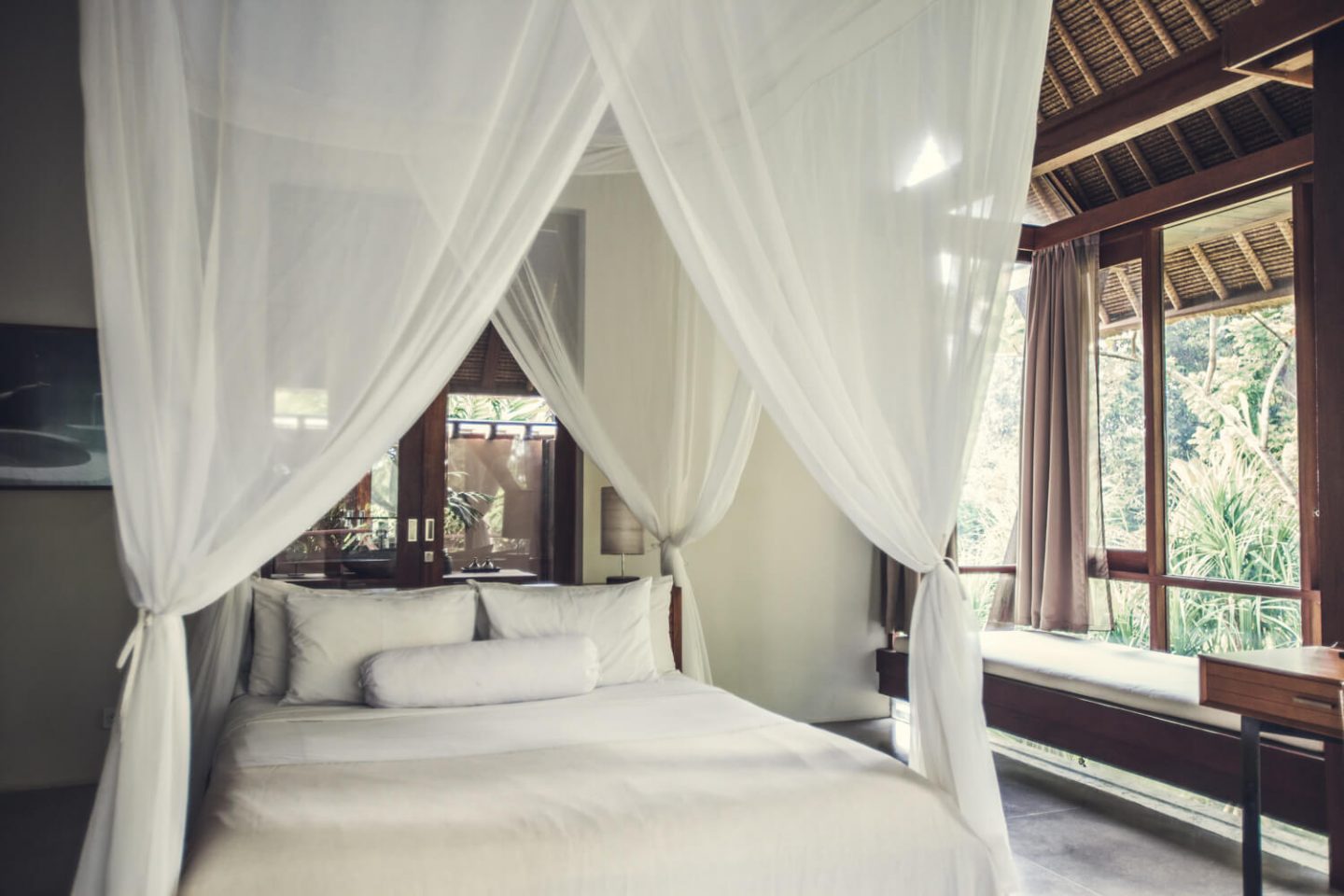 Suite interior with rice field outlook